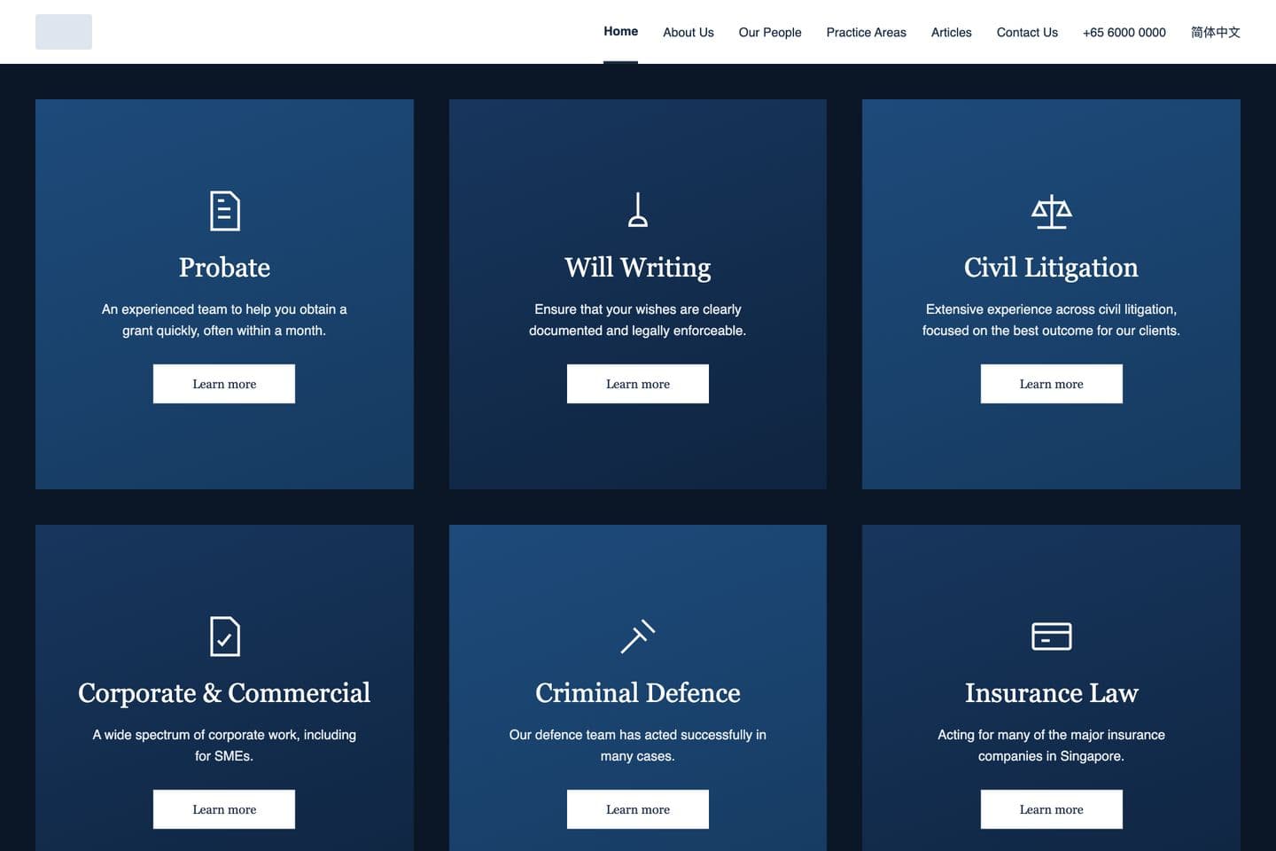 A typical firm website before the rebuild